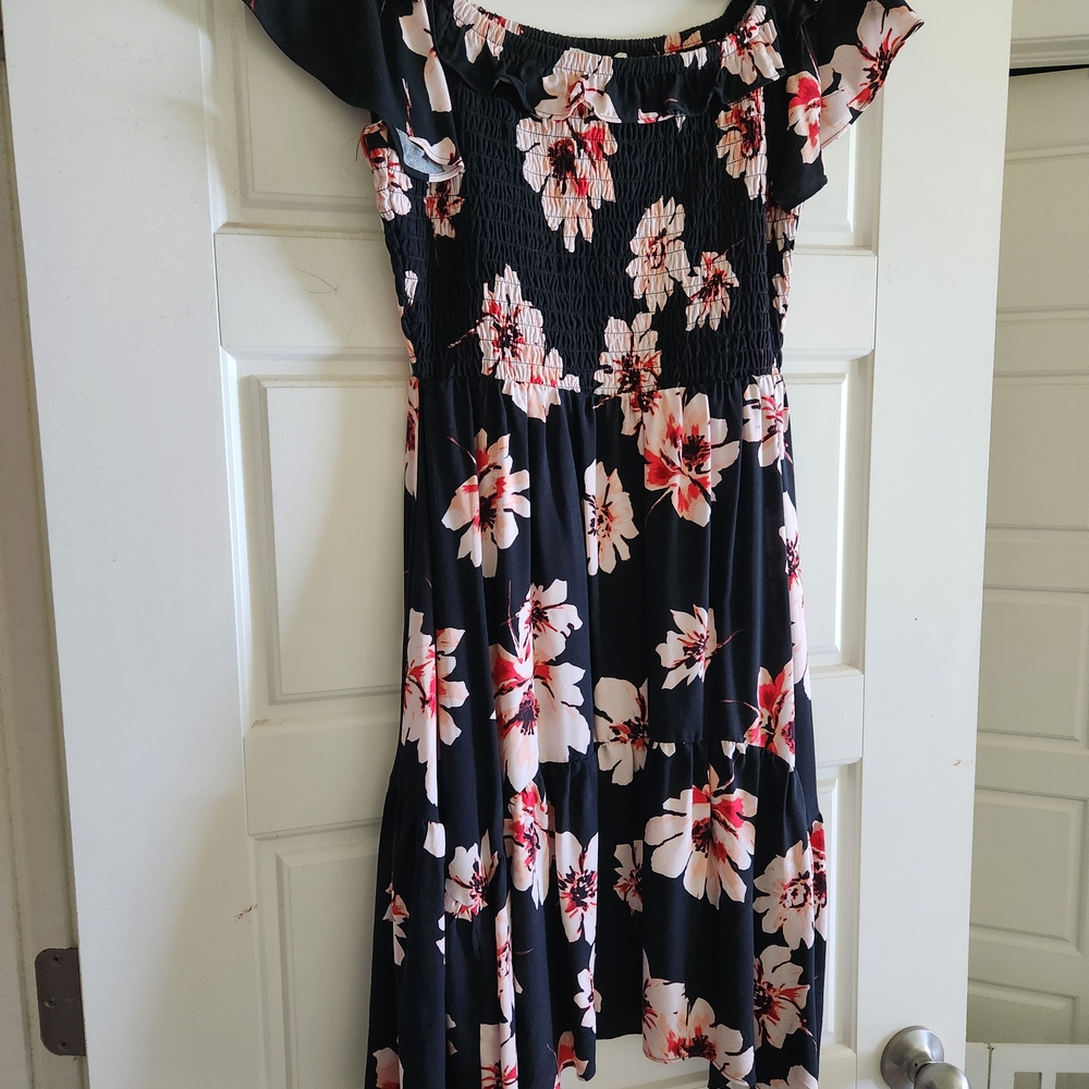 Floral Kids Dress - Black and Pink